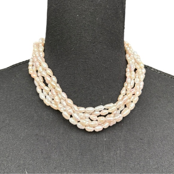 Three-Strand Hand-Knotted Freshwater Pearl Triple-Strand Necklace 35” - Picture 7 of 12